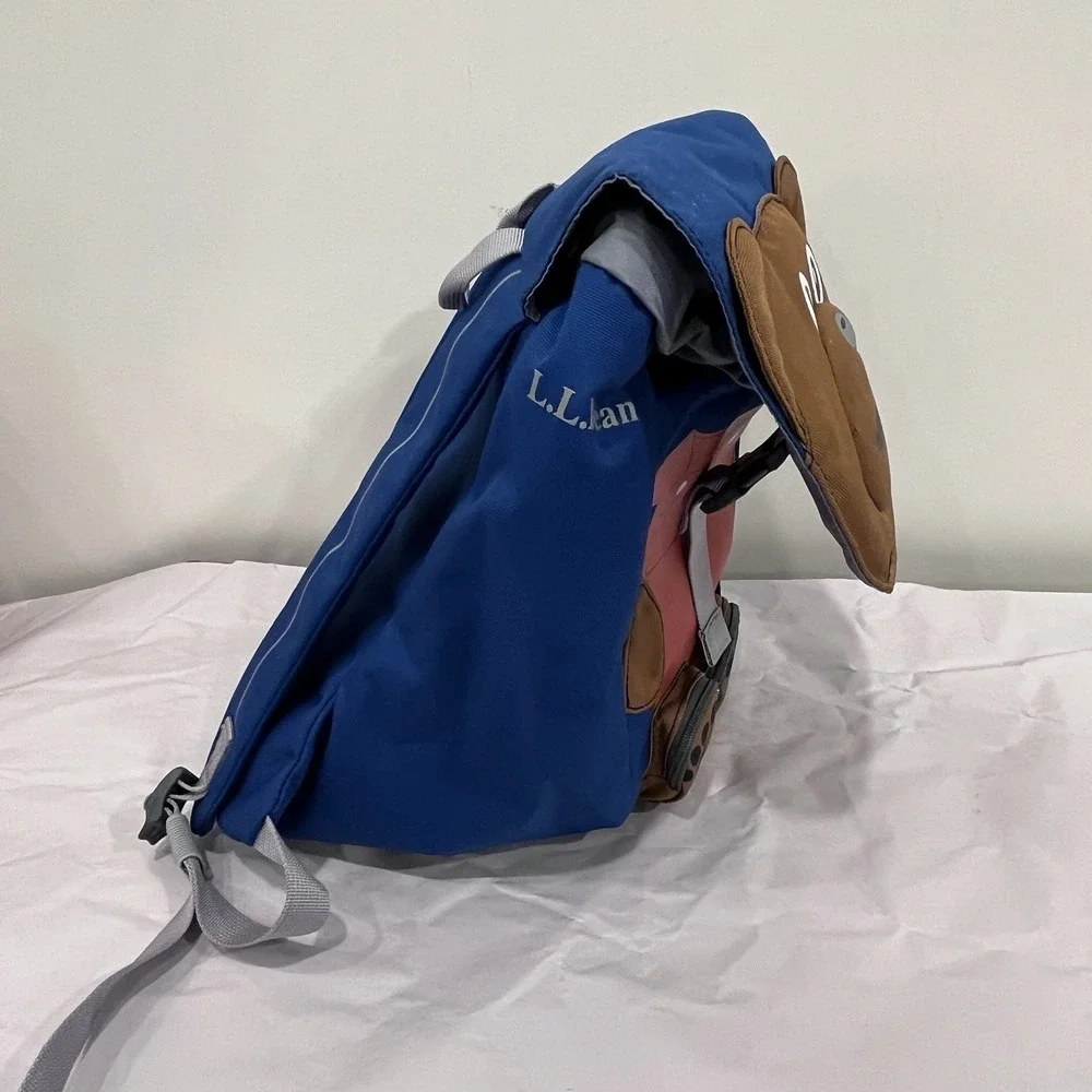 LL BEAN Kids Teddy Bear Backpack Blue Daycare Pre-K‎ Camp Toddler Boy Girl, EUC